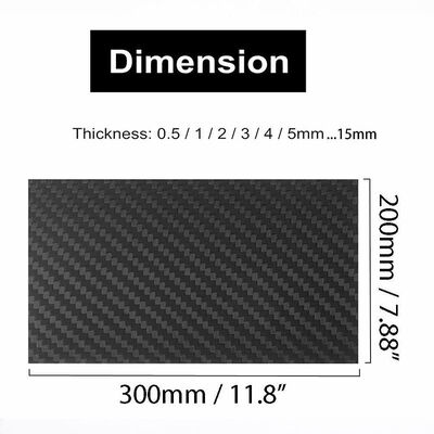 300mm x 200mm Twill Matte Carbon Fiber Plate Sheet High Strength Light Weight